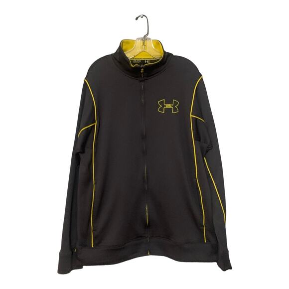 Under Armour Track Jacket Mens Size 2XL Color Gray And Yellow Full Zip - Picture 1 of 3